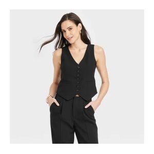 Women's Black Pants & Vest Set